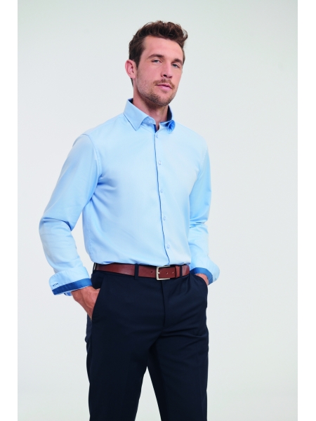 Camicia button down uomo personalizzata Russell Herringbone