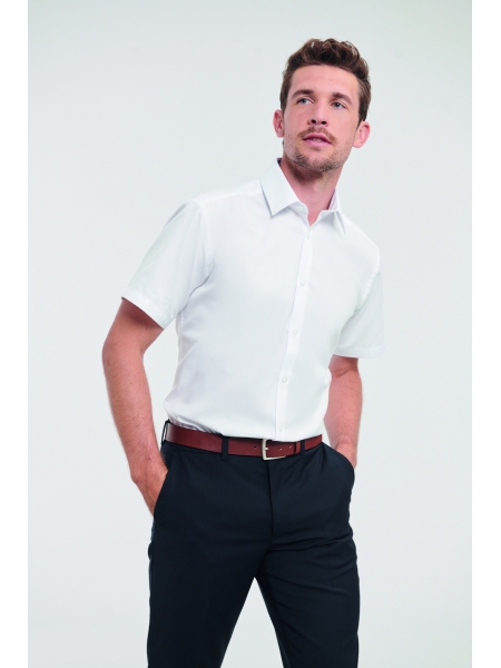 Camicia manica corta da uomo personalizzata Russell Herringbone
