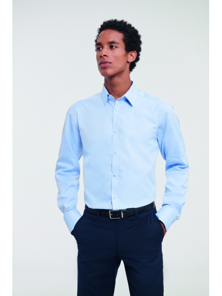 Camicie con logo personalizzato da uomo Russell Herringbone