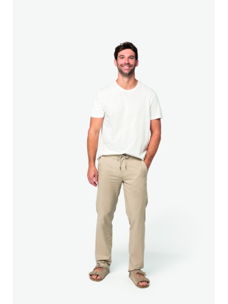 Pantaloni chino uomo in lino e cotone bio personalizzati Native Spirit