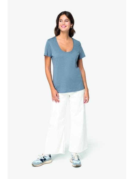 T-Shirt collo largo donna personalizzata Native Spirit slub ecosostenibile