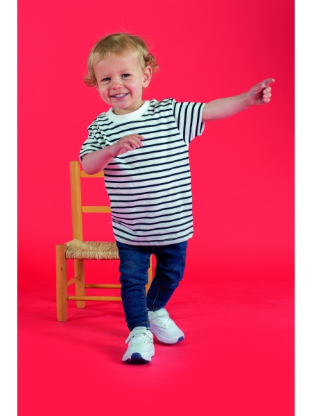 T-shirt neonato a righe a maniche corte personalizzata larkwood