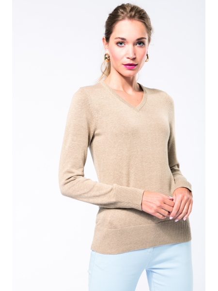 Maglioncini scollo a v da donna personalizzati Kariban Corporate