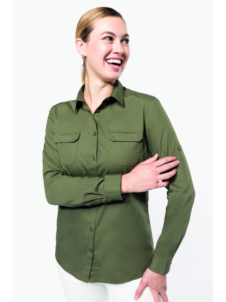Camicia da donna personalizzata Kariban safari
