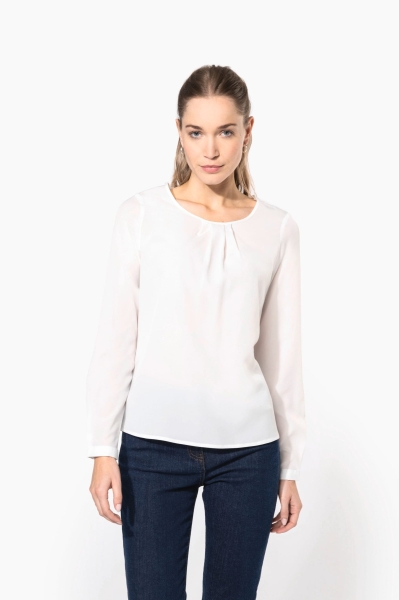 Blusa donna crêpe manica lunga 85 g/m² personalizzabile Kariban
