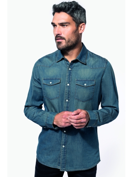 Camicia da uomo personalizzata Kariban Denim