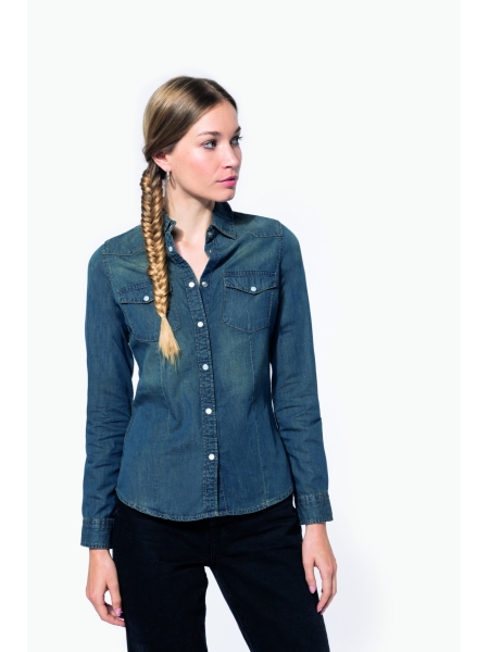 Camicia da donna personalizzata Kariban Denim