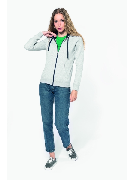 Felpa da donna Kariban a contrasto full zip