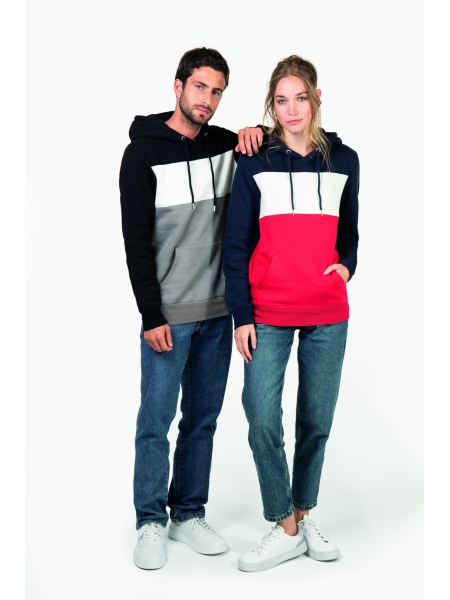 Felpe con cappuccio unisex Kariban tricolori