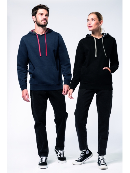 Felpa unisex Kariban con cappuccio a contrasto