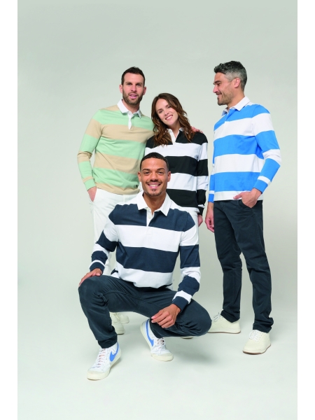 Polo a righe unisex personalizzata Kariban rugby