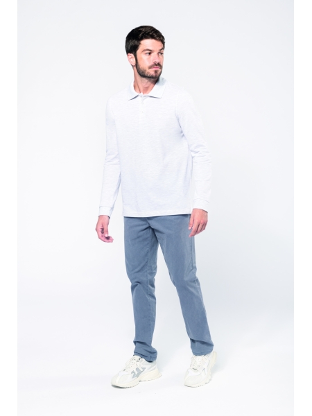 Polo 3 bottoni da uomo manica lunga personalizzata Kariban