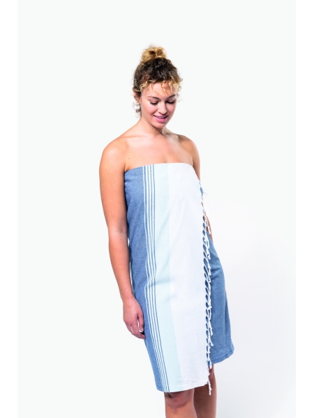 Teli mare con frange a righe personalizzati Kariban Fouta a righe