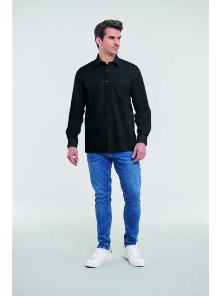 Camicia uomo in puro personalizzata Russell cotone popeline manica lunga