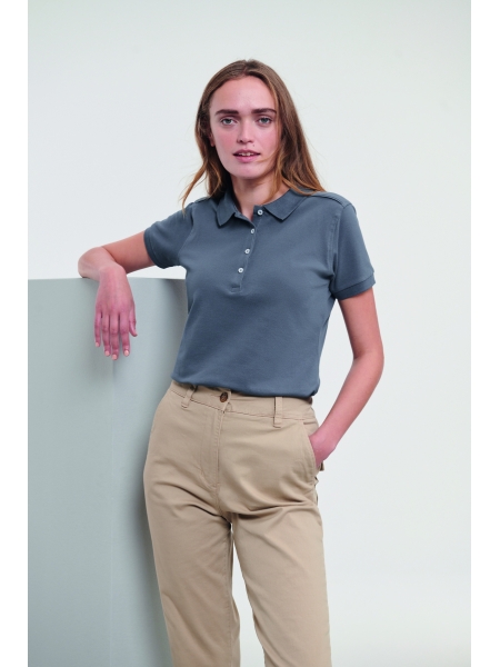 Polo da donna personalizzata Russell stretch