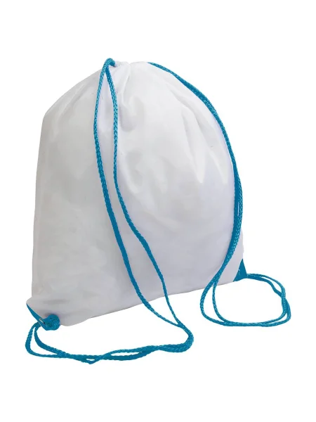 Zainetto bianco in poliestere 210 T con chiusura a strozzo 37 x 40 cm