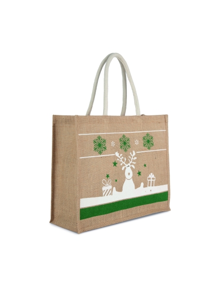 Shopper natalizie in juta con manici in corda personalizzate Ki-mood