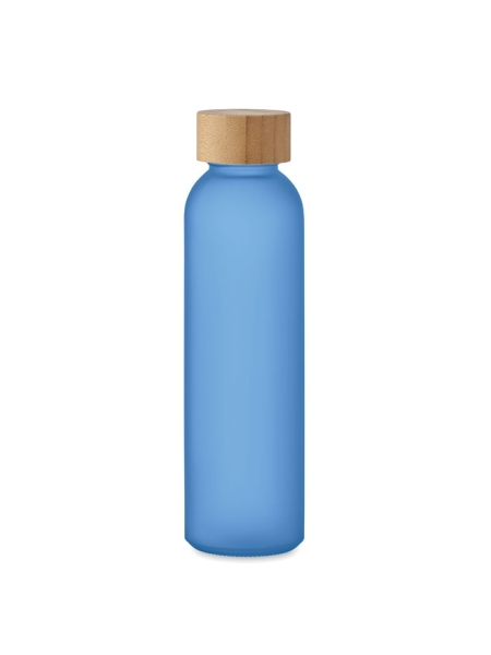 Bottiglia in vetro smerigliato e coperchio in bamboo personalizzata Abe 500 ml