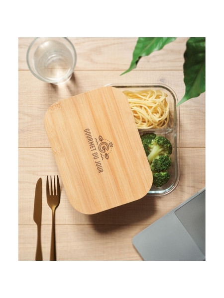 Porta pranzo in vetro borosilicato e bamboo 800 ml