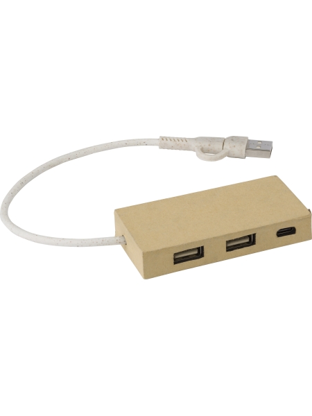 Stazione Hub con quattro porte USB in alluminio e carta riciclata Paulo