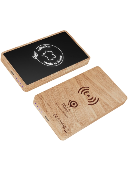 Power bank wireless in legno da 5.000 mAh SCX. personalizzabile