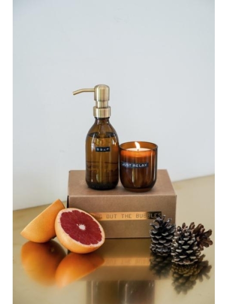 Set di dispenser sapone per le mani e candela profumata personalizzato Wellmark Discovery