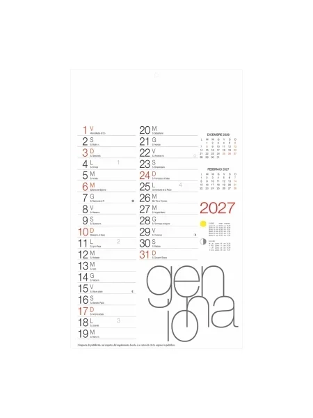 Calendario olandese personalizzato Design 28,8 x 47 cm