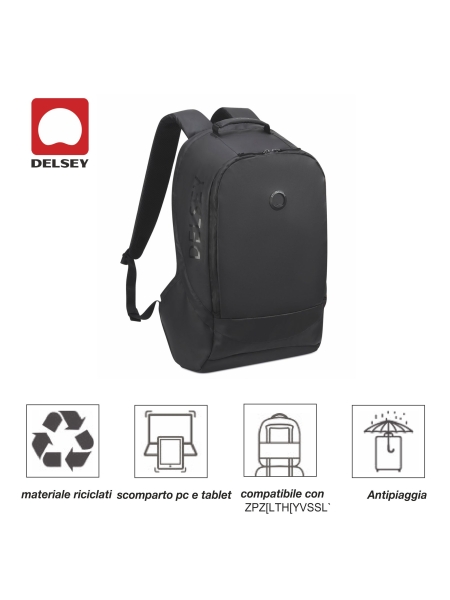 Zaino porta PC in RPET con tasca anti RFID Indro