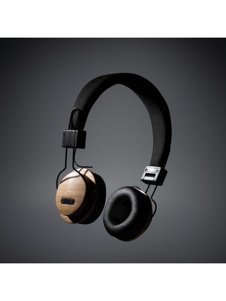 Cuffie wireless stereo personalizzabili in bamboo e RPET Olaf