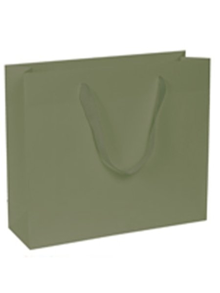 Buste di carta kraft colorate maniglia fettuccia - 30 x 26,5 x 12 cm