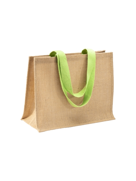 Shopper bag in juta e manici colorati personalizzata Cheri 42 x 34 x 20 cm