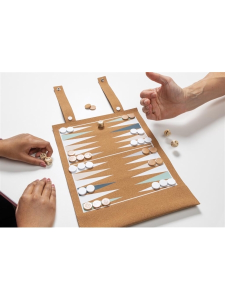 Set gioco pieghevole in sughero dama e backgammon Britton