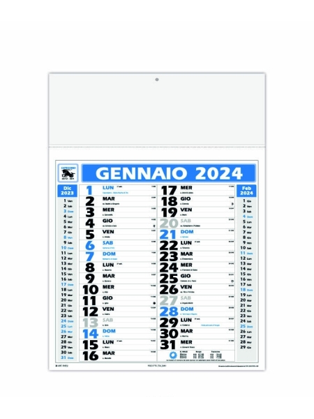Calendario da muro Olandese con testata rinforzata 33 x 44 cm