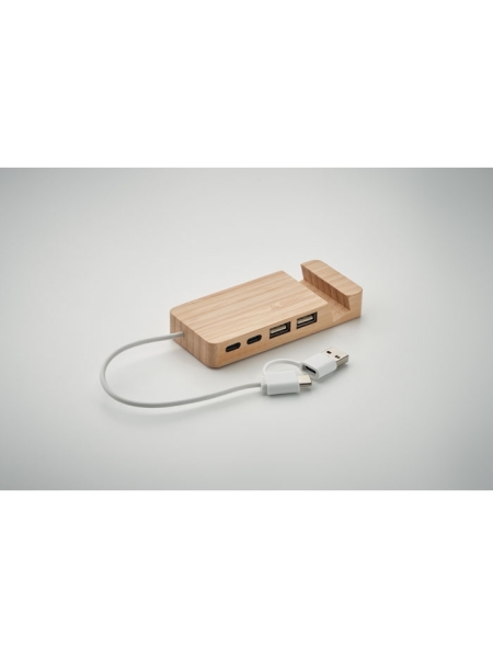 Hub USB a 4 porte in bamboo