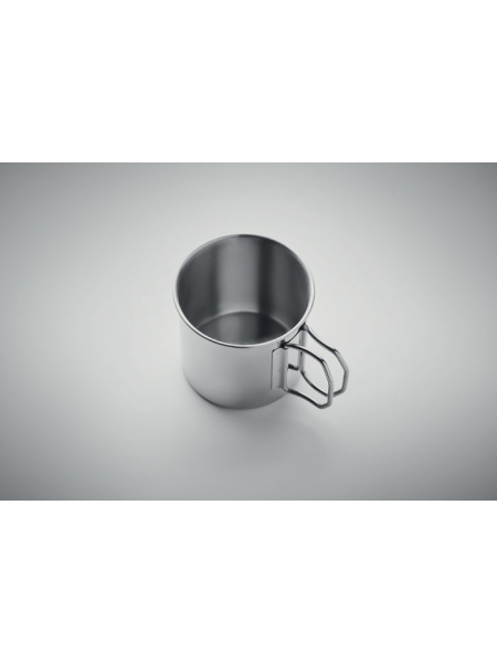 Tazza in acciaio inox 330 ml con manico pieghevole