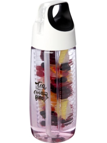 Borraccia sportiva in plastica riciclata coperchio a scatto ed infusore  personalizzata Hydrofruit 700 ml