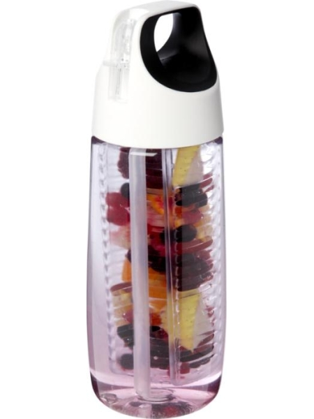 Borraccia con infusore sportiva in plastica riciclata coperchio a scatto personalizzata Hydrofruit 700 ml