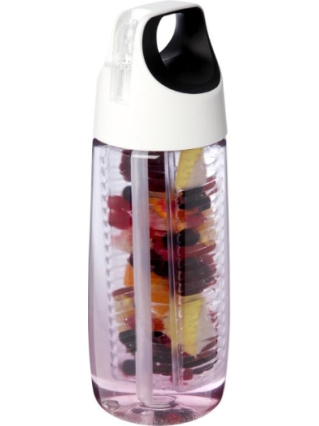 Borraccia sportiva in plastica riciclata coperchio a scatto ed infusore  personalizzata Hydrofruit 700 ml