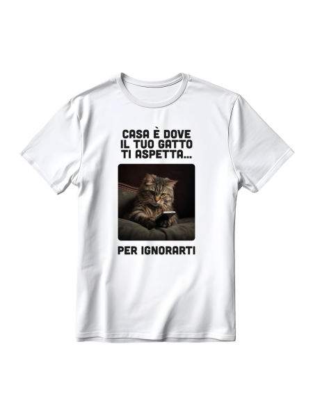 Magliette divertenti unisex personalizzate Home Cat