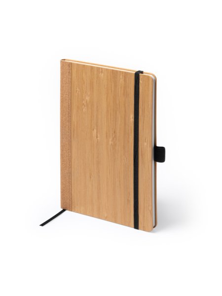 Taccuino personalizzato con nome A5 in bamboo e sughero con elastico Austy