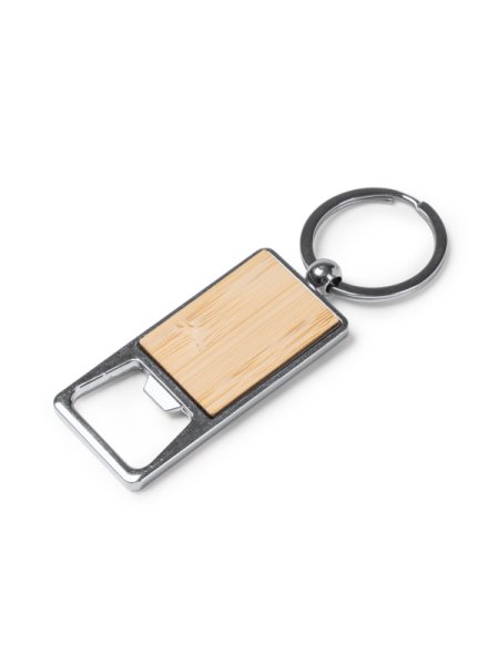 Portachiavi apribottiglie in bamboo e metallo personalizzato Benur