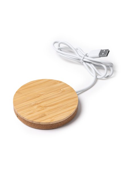 Base caricatore wireless in sughero e bamboo personalizzata Roly Furax