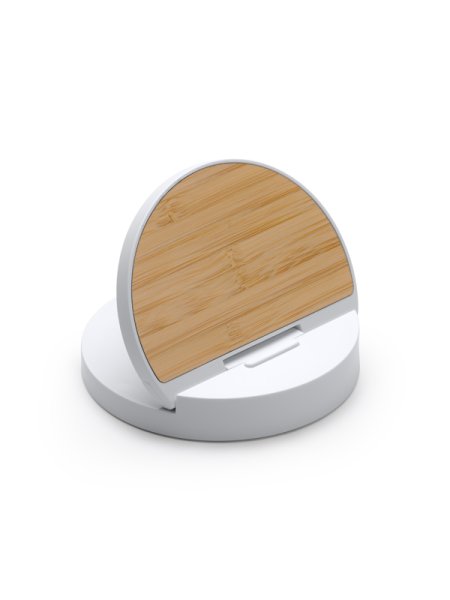 Carica cellulare wireless in bamboo e plastica personalizzato Roly Remus