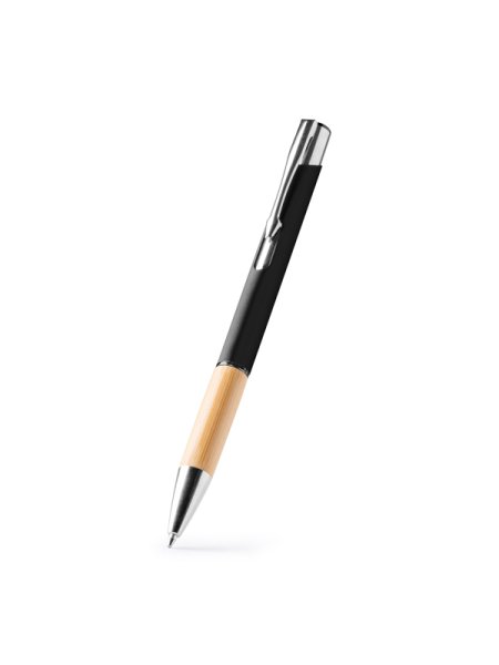 Penne da ufficio personalizzate in alluminio con impugnatura in bamboo Roly Borux
