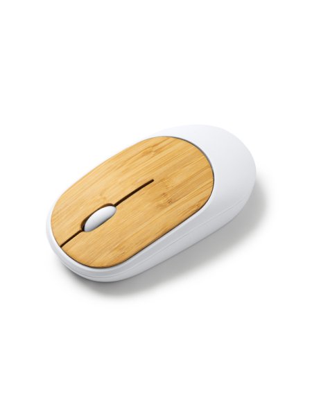 Mouse wireless in bamboo e plastica riciclata personalizzato Roly Remy