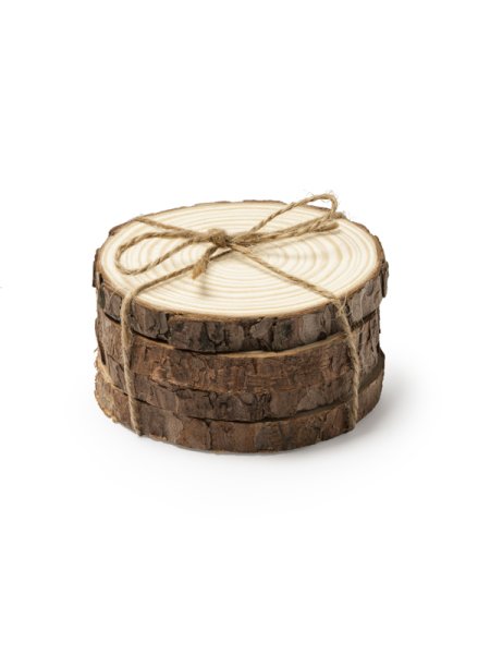 Sottobicchieri legno di pino in set da 4 personalizzato Roly Pinea