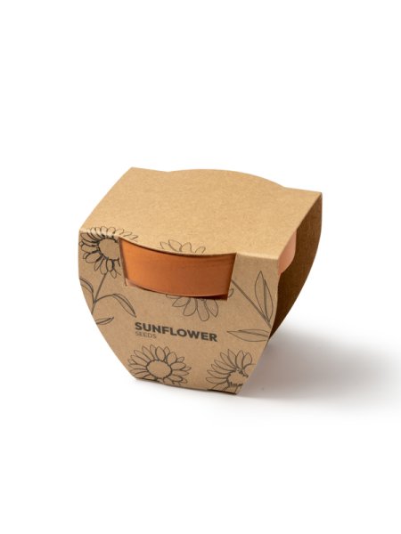 Vasetto con semi di girasole personalizzato Roly Girax