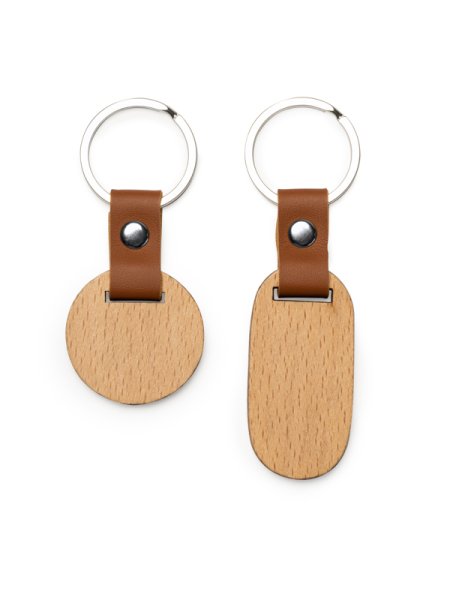 Portachiavi in legno con finiture in ecopelle personalizzato Roly Marbel