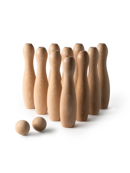Gioco birilli in legno con sacchetto in cotone personalizzato Roly Viza