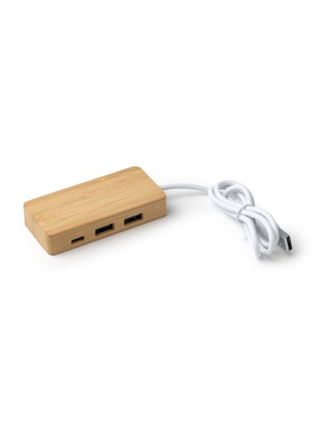 Hub USB 3 porte in bamboo personalizzato Roly Neptune